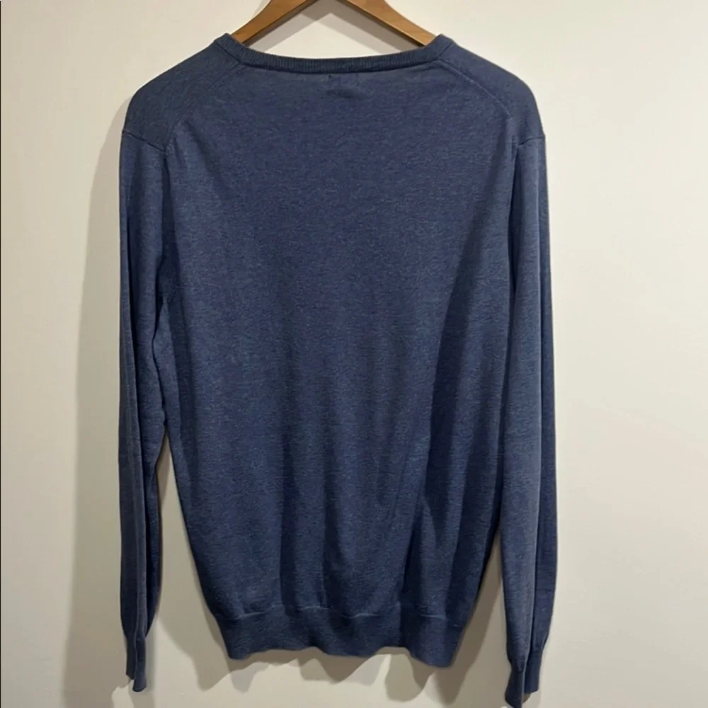 Men's J Crew blue speckled cotton V-Neck Sweater size medium